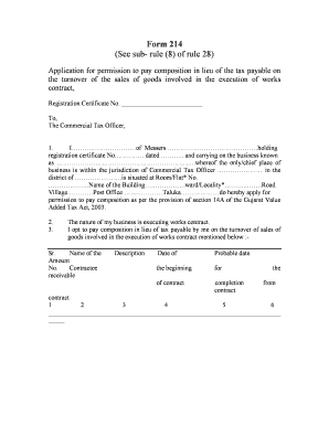 Gujarat Value Added Tax Composition Application