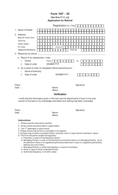 VAT Refund Application Form
