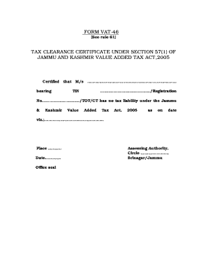 vat clearance certificate