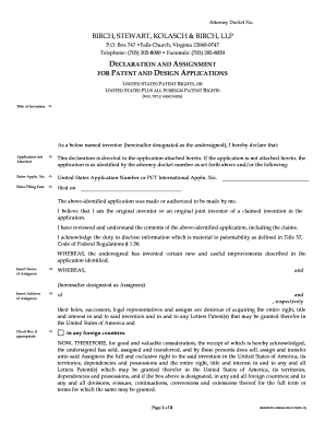 Declaration and Assignment for Patent and Design Applications