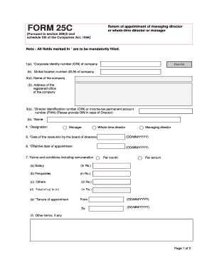 Form 25C Appointment of Managing Director
