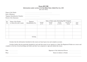 Bihar VAT Return Form RT-VIII