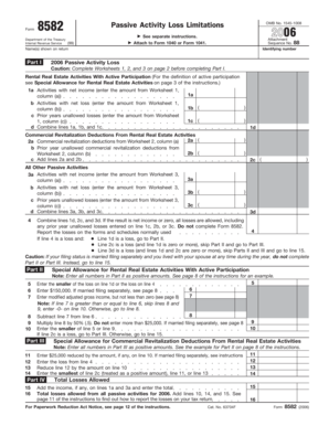 IRS Form 8582 Passive Activity Loss Limitations