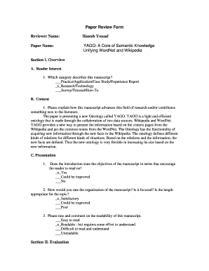 Paper Review Form