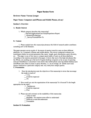 Paper Review Form