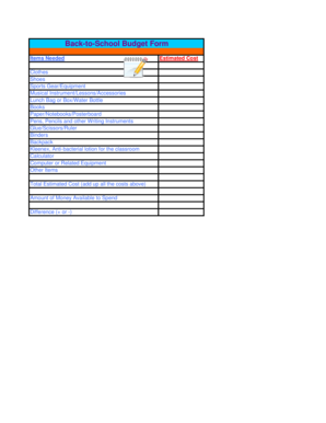 Back-to-School Budget Form