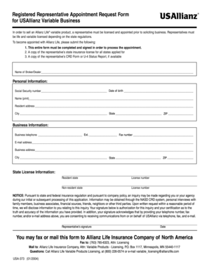 Allianz Variable Business Appointment Request Form
