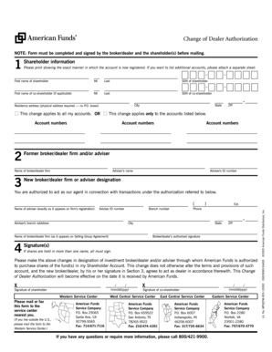Change of Dealer Authorization Form