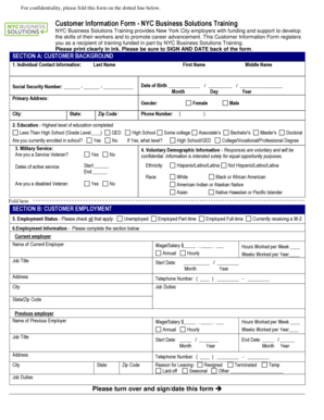Customer Information Form - NYC Business Solutions Training