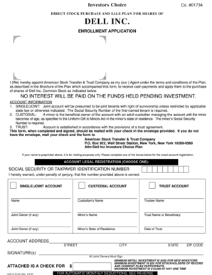 Dell Inc Direct Stock Purchase and Sale Plan Enrollment Application