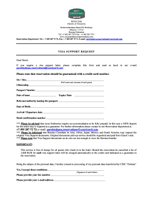 Letter of request for financial support - Request the Visa support from from the hotel for Russian Visa. Request the Visa support form from the Courtayrd Paveletskaya hotel for Russian Visa, the hotel will send you the confrmation on an official document that you can than bring to