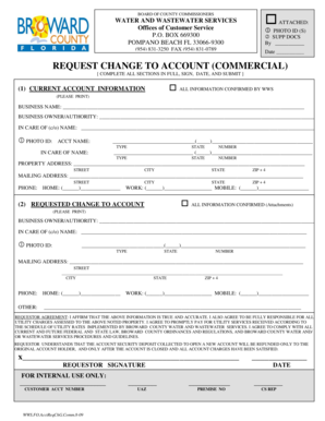 Commercial Utility Account Change Request