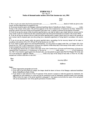 Form 7 Notice of Demand under Income-tax Act
