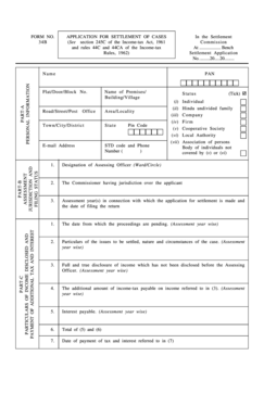 Income Tax Settlement Application Form 34B