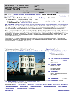 California Building Structure and Object Record Form 70