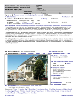 California Building Structure and Object Record Form 64