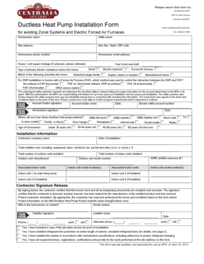 Ductless Heat Pump Installation Form