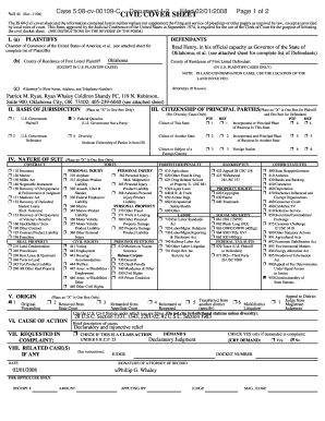 US Federal Civil Cover Sheet