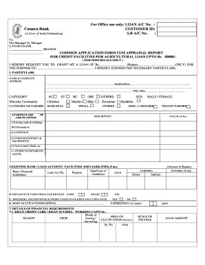 Canara Bank Agricultural Loan Application Form