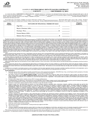 Sample Auction Real Estate Sales Contract