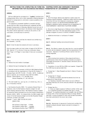 DD Form 836 Shipping Paper
