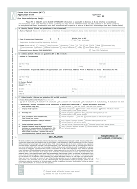 KYC Application Form for Non-Individuals