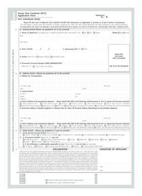 KYC Application Form for Individuals