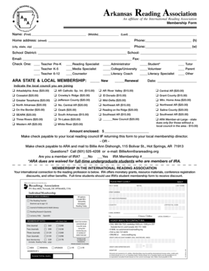 Arkansas Reading Association Membership Form