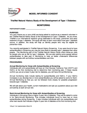TrialNet Natural History Study Consent Form