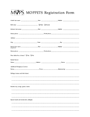 MOPPETS Registration Form