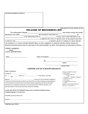 Release of Mechanics Lien