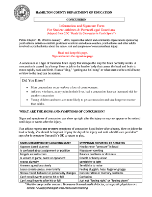 Hamilton County Concussion Information and Signature Form