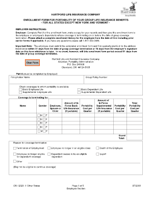 Hartford Life Insurance Portability Enrollment Form