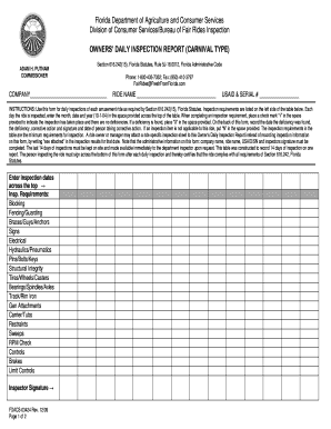 Florida Carnival Ride Daily Inspection Report
