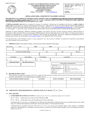 Alabama Substitute Teacher License Application