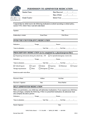 Permission to Administer Medication