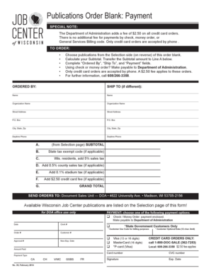 Wisconsin Publications Order Form