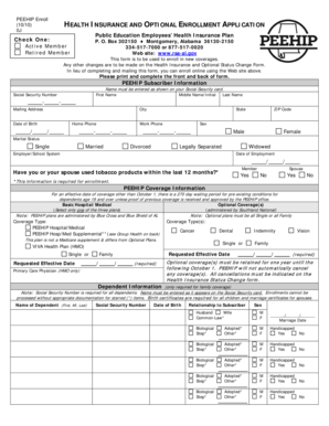 PEEHIP Health Insurance Enrollment Application
