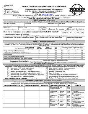 Alabama Health Insurance Status Change Form
