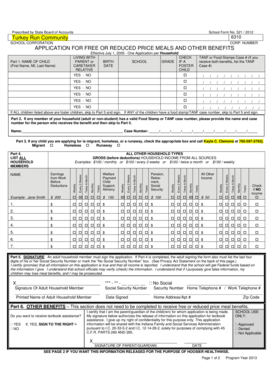 Indiana Free or Reduced Price Meals Application