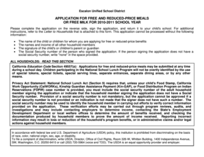 Escalon Unified School District Free and Reduced-Price Meals Application