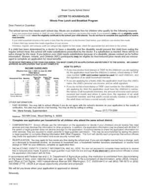 Illinois Free Lunch and Breakfast Program Application