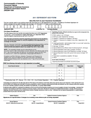 Kentucky Dependent Add Form