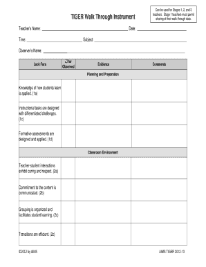 TIGER Walk Through Instrument