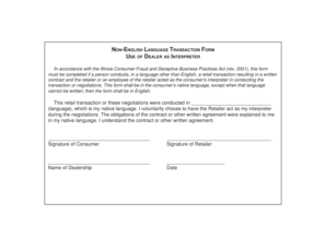 Illinois Retail Transaction Interpreter Form