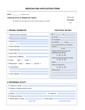 Mexican Visa Application Form