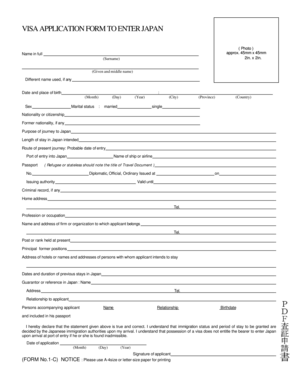 Visa Application Form to Enter Japan