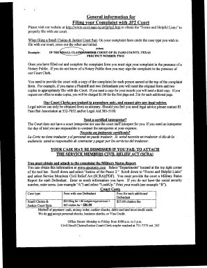 Small Claims & Justice Court Complaint Form