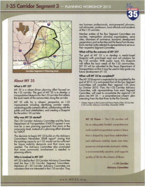 MY 35 Corridor Planning Questionnaire