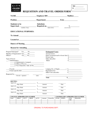 Requisition and Travel Order Form